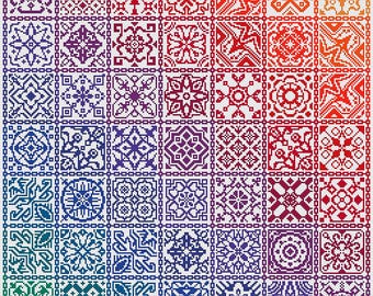 Kreuzstichmuster irisierend Muster Quäker Ornament Volkskunst Kreuzstichvorlage Einfaches Stickmuster PDF digitaler Download