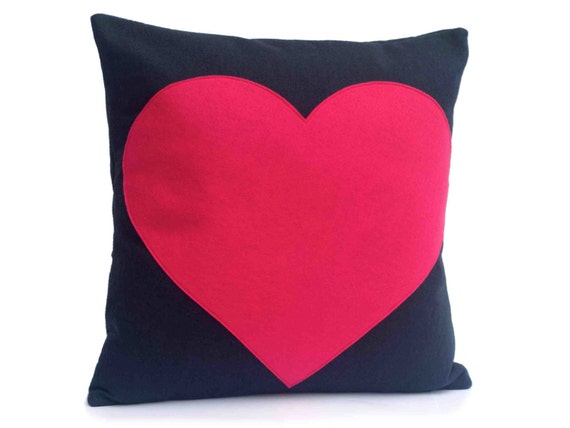 Heart Throw Pillow Cover Appliquéd in Heart Throw Pillow Cover Appliquéd in