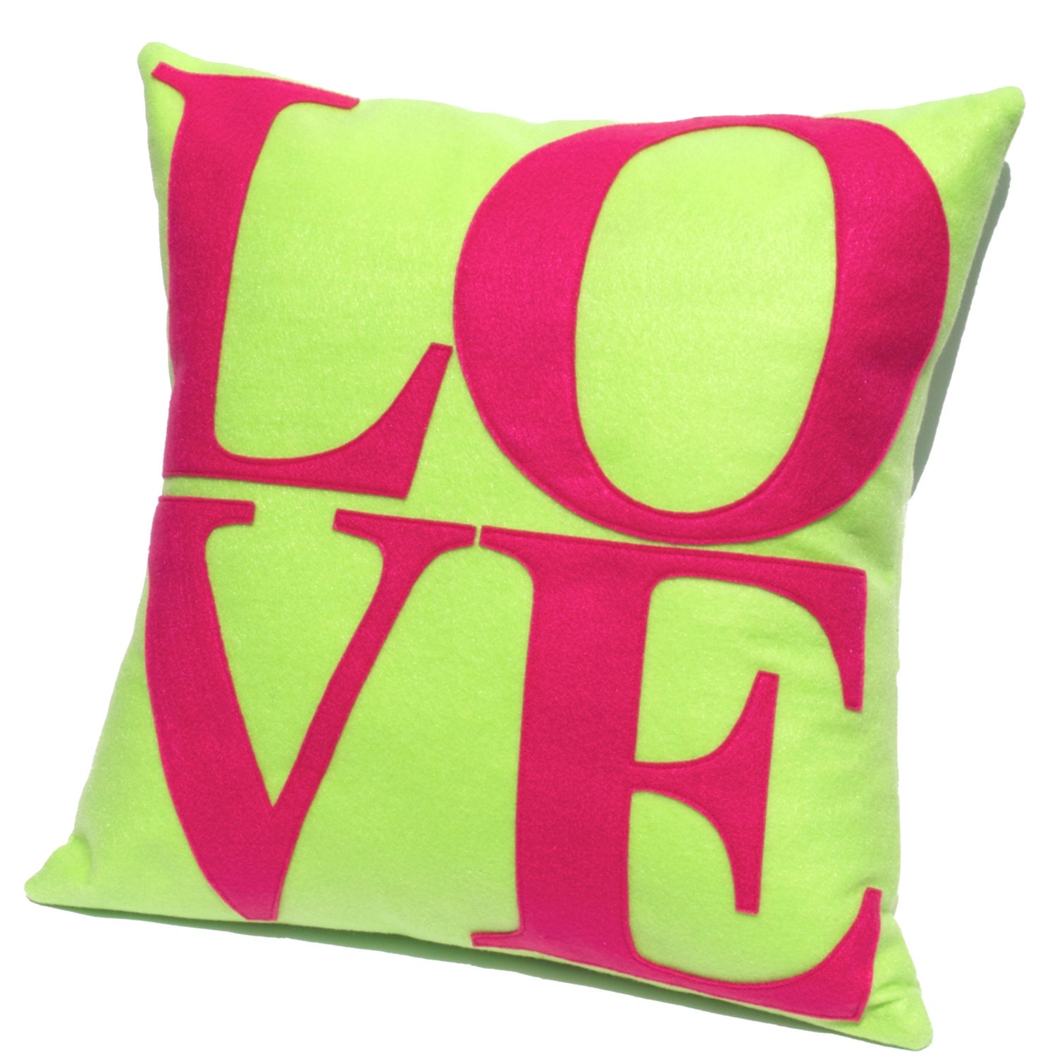 LOVE Throw Pillow Cover Appliquéd en rosa en blanco puro Etsy