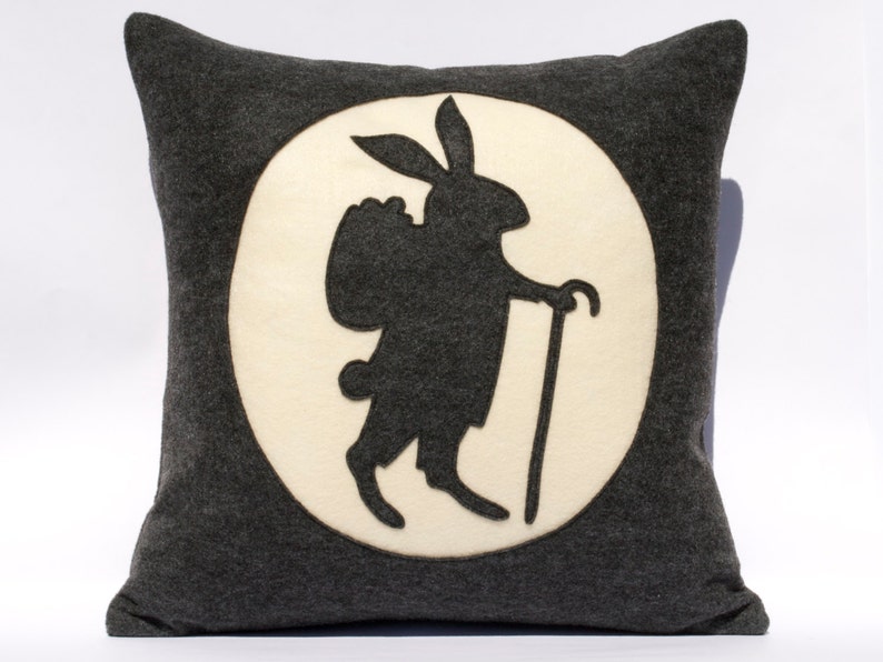Easter Bunny Pillow Cover 18 Inch Eco Felt in Charcoal Grey Etsy