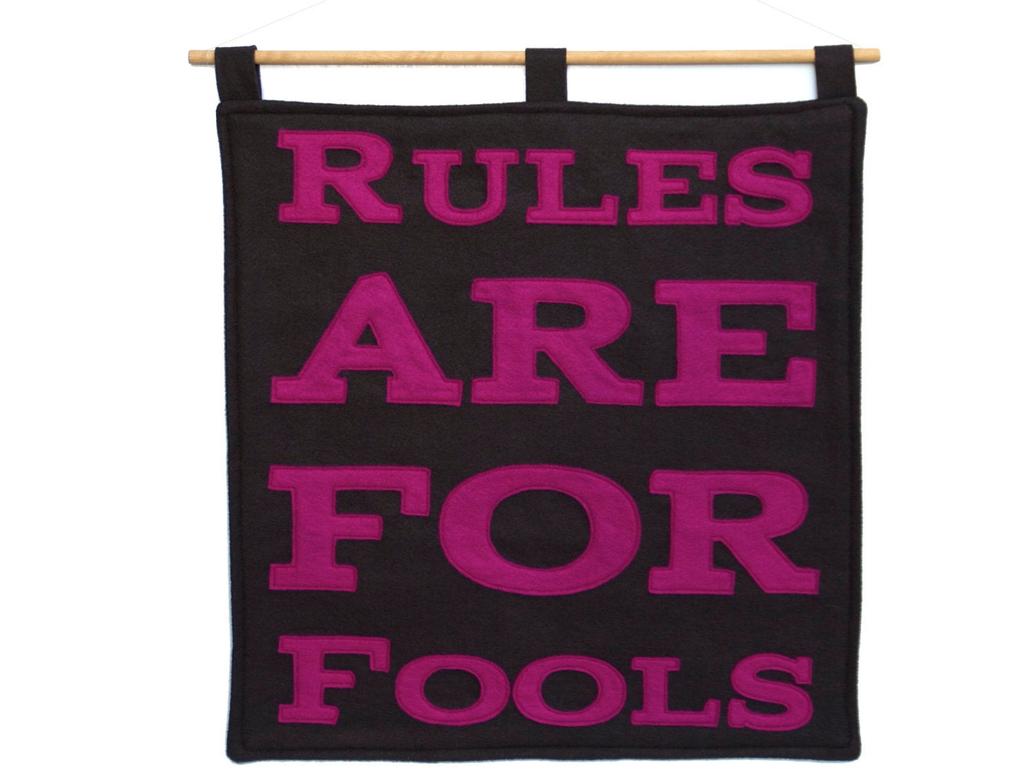 Wall Hanging Rules Are for Fools Fuchsia and Cocoa Ecofelt Etsy