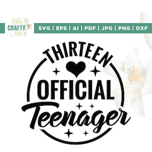 Dreizehn offizielle Teenager SVG, Hallo 13 SVG, Cricut, Sublimation, Dreizehn Geburtstag SVG, Teenager Halskette, 13 Geburtstag Mädchen Shirts
