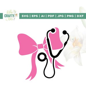 Nurse Bow Svg, Nurse svg, Nurse Shirt Design, Nurse file svg, Cricut, Sublimation, Nurse Svg, Nurse Stethoscope svg, Nurse Coquette Svg