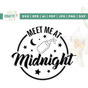 Encuéntrame a medianoche Onesie Svg, Mono divertido svg, Cricut, Sublimación, Mono para bebé recién nacido Svg, Ropa de bebé png, Silueta, Archivos de corte