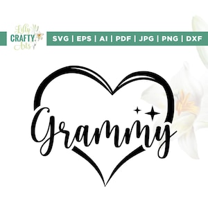 Grammy hart Svg, grootmoeder Svg, Cricut, sublimatie, Moederdag Svg, handgetekende hart Svg, instant digitale download, cadeau voor haar Svg