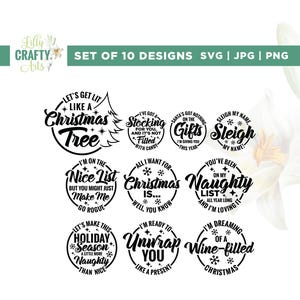 10 lustige Weihnachts-Zitate SVG-Bundle, Cricut, Sublimation, Weihnachts-Svg, Erwachsenen-Weihnachts-Svg, lustige Weihnachts SVG, lustige Zitate, Silhouette
