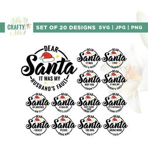 Caro Babbo Natale venti Bundle svg, Cricut, sublimazione, Maglietta di Natale in famiglia Svg, Bundle svg, Divertente Natale svg, Caro Babbo Natale Png, Silhouette