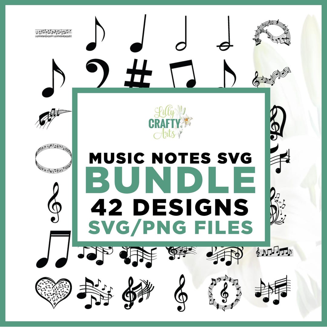 Music Notes SVG Bundle, 42 Designs, Guitar, Marching Band (instant ...