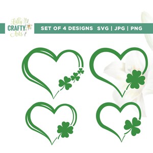 St Patricks Day Heart Svg, geluksklaver svg, cricut, sublimatie, st Patrick svg, klaver svg, Clover Heart Svg bundel, klaver svg, opstrijkbaar