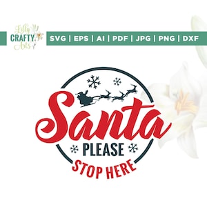 Papai Noel, por favor, pare aqui svg, Cricut, sublimação, por favor, pare svg, Natal Svg, Placa de Papai Noel Svg, Cabide de porta Svg, Placa de Natal Svg, Papai Noel
