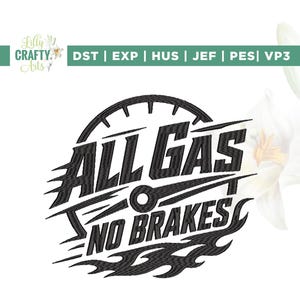 All Gas No Brakes Embroidery File, Playboy Hat Design (Digital Download)