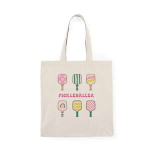 Pickleball Bag, Reusable Tote Bag, Eco-Friendly Grocery Bag, Gift for Sports Enthusiasts, Natural Shopping Bag