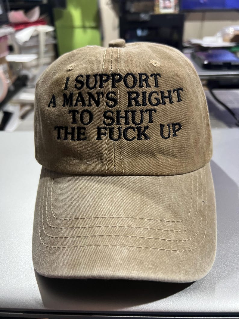 vintage funny cap, distressed vintage cap I support a man’s right to shut up, I support a man’s right to STFU cap, funny distressed cap image 6