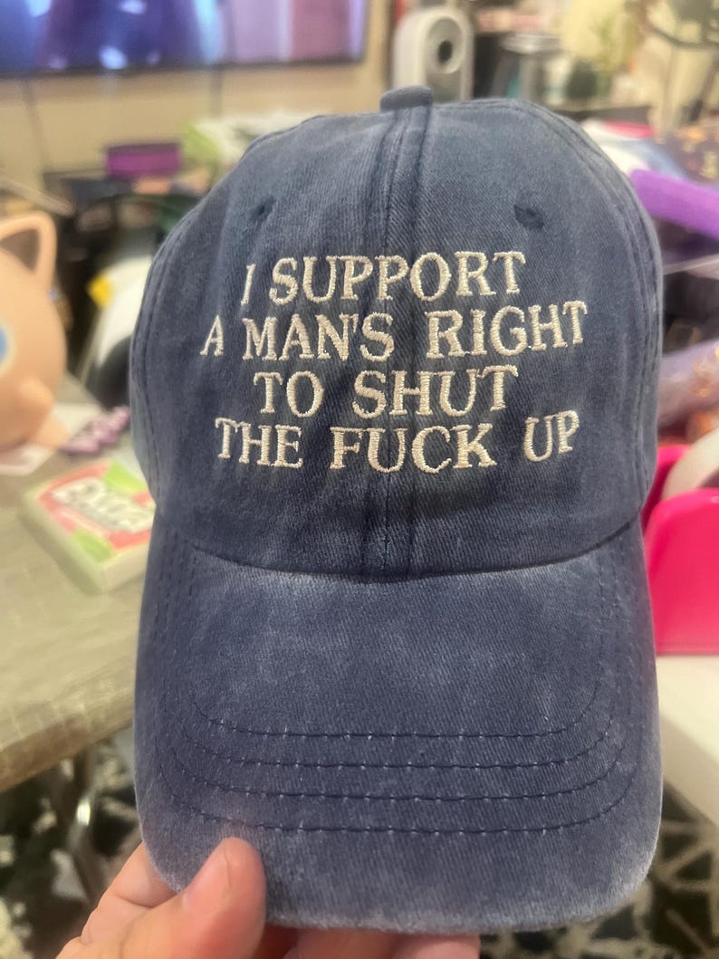 vintage funny cap, distressed vintage cap I support a man’s right to shut up, I support a man’s right to STFU cap, funny distressed cap image 8