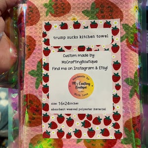 Subtle Trump Sucks Strawberry Hand Towel, Funny Political Berry Kitchen Towel, Sarcastic Liberal Home Decor, FDT Gift valentine hearts fdt image 9