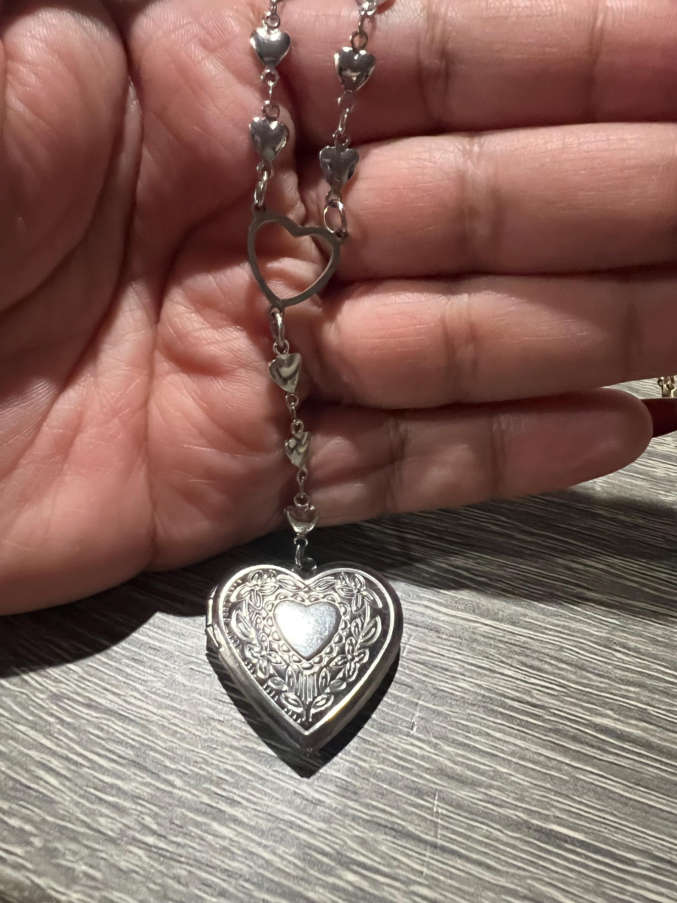 Heart Choker Locket With 2 Photos; 2 Photos Heart Locket Necklace ...