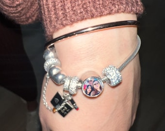 Photo charm for charm bracelet, heart photo charm for bracelet, cute picture charm for bracelet, fits pandora bracelet photo charm baby pet