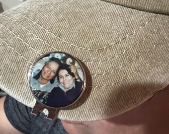 Personalized Hat Clip and Golf Ball Marker, Magnetic Golf Marker Holder, Golf Gift, Groomsman gift, Memorial hat clip with photo, photo clip