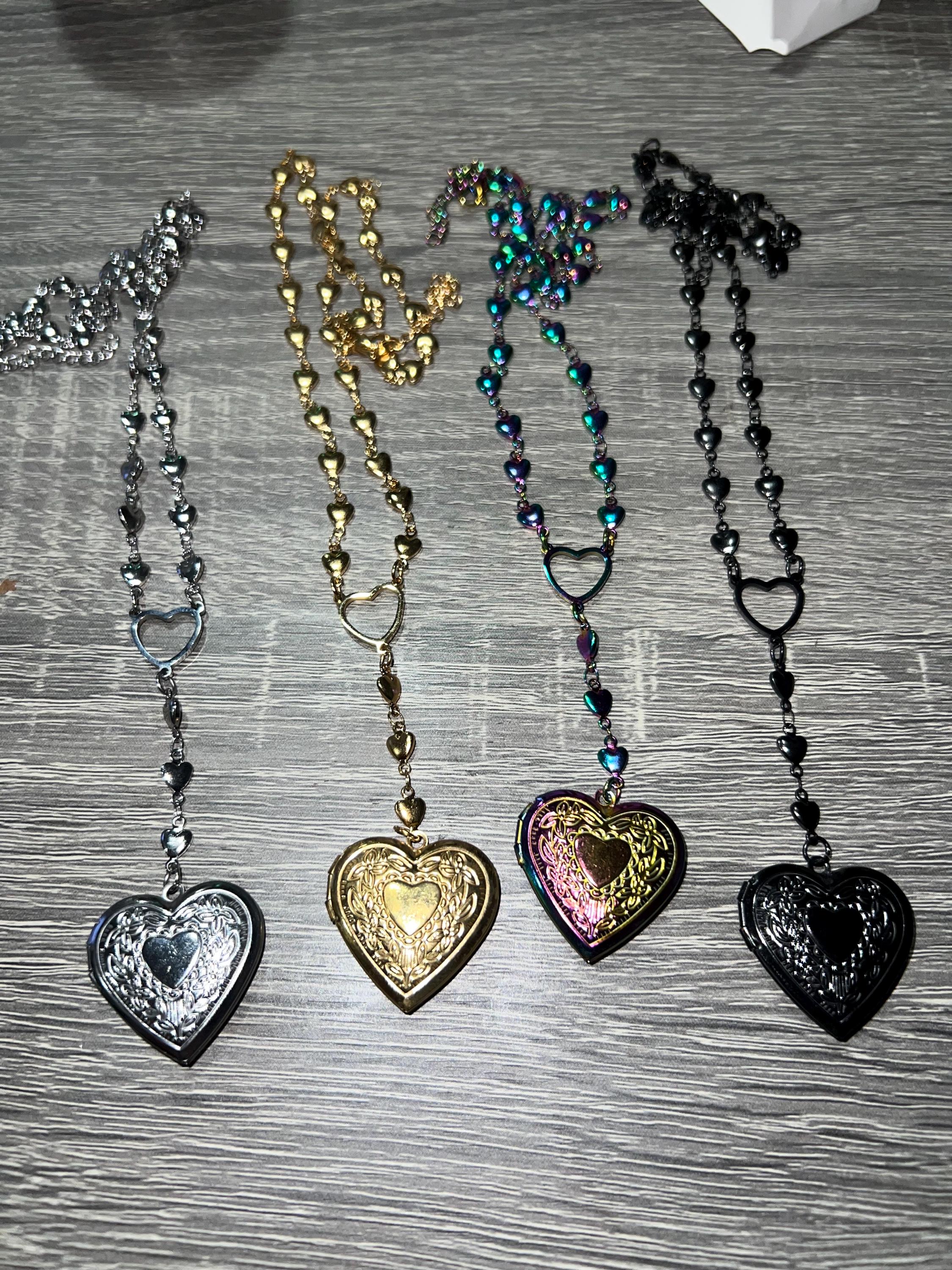 Heart Choker Locket With 2 Photos; 2 Photos Heart Locket Necklace ...