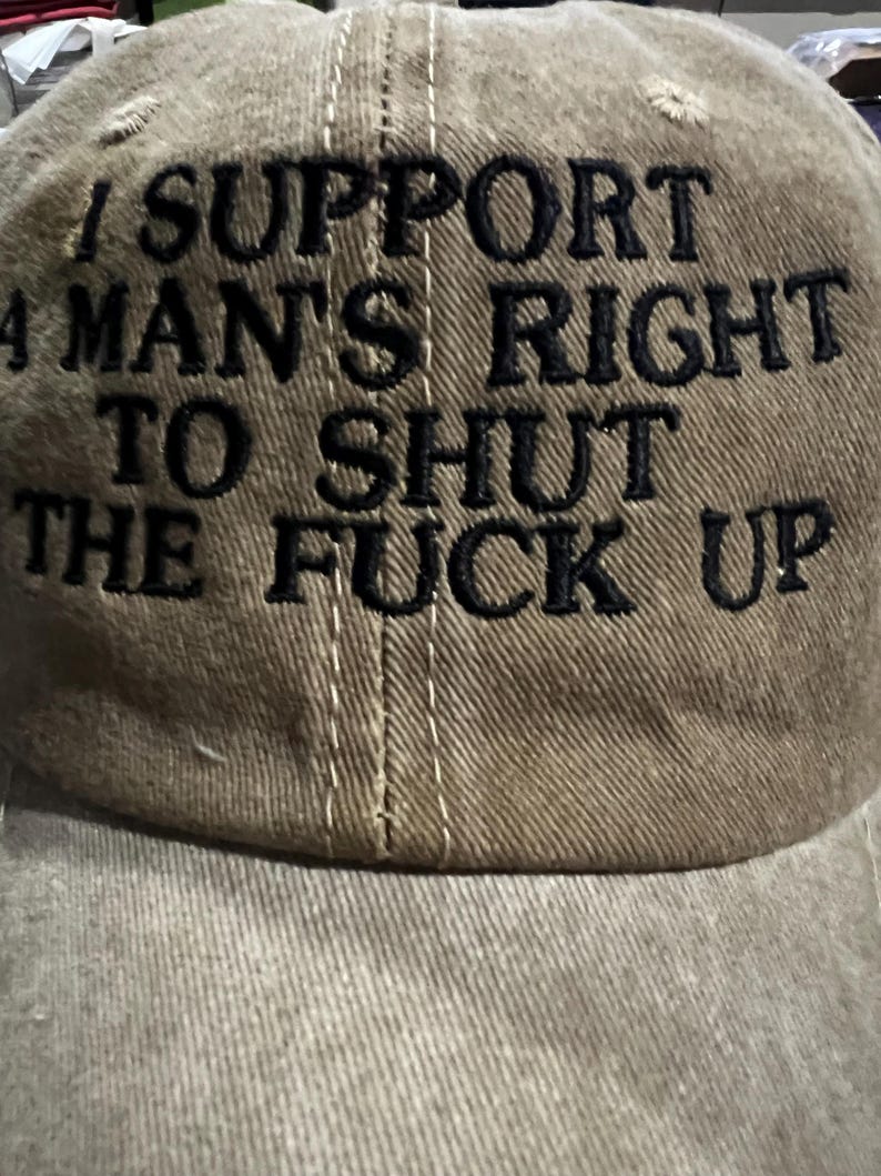 vintage funny cap, distressed vintage cap I support a man’s right to shut up, I support a man’s right to STFU cap, funny distressed cap image 7