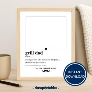 Cartão com foto para impressão Grill Dad – Presente engraçado para o Dia dos Pais – A4, 5x7, 8x10 – Piada de churrasco – Encarte de foto – Download instantâneo – Impressão com definição de pai – Substantivo de pai