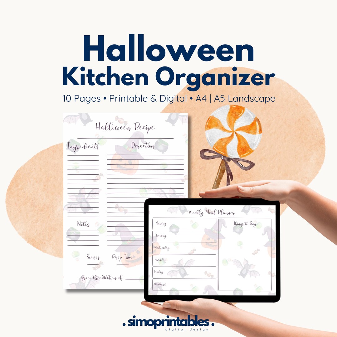 Halloween Printable Weekly Meal Planner, Recipe Card, Shopping List ...