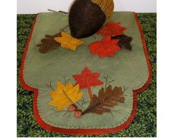 PDF Autumn Leaves Wool Embroidery Table Topper Instant Digital Download Pattern