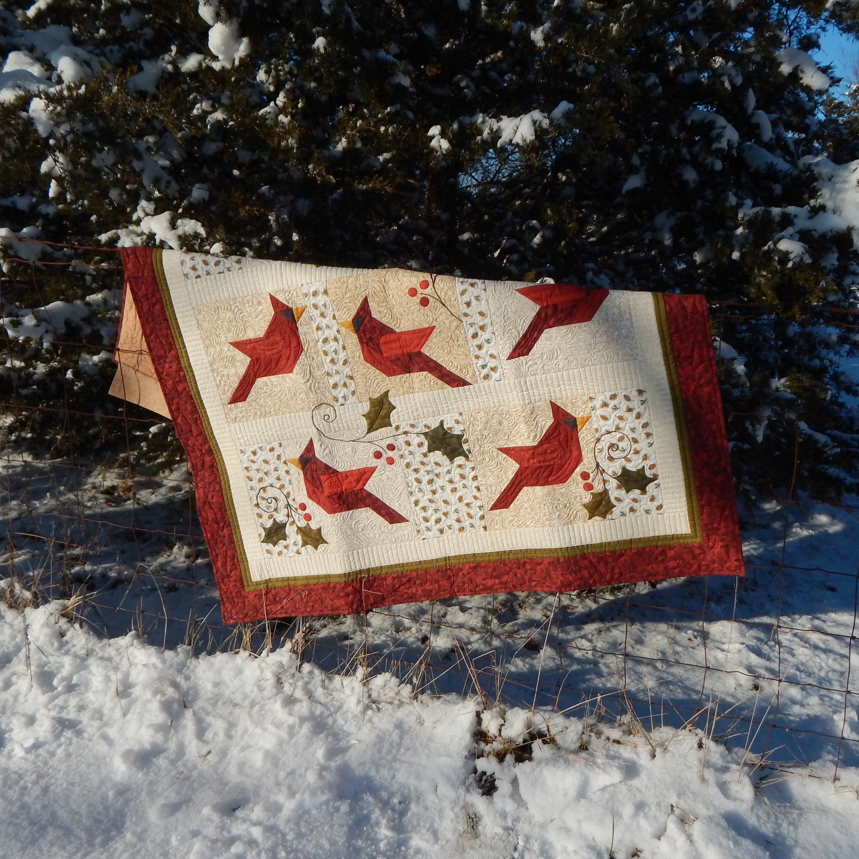 Winter's Majesty Cardinal 36 X 36 Quilt Etsy