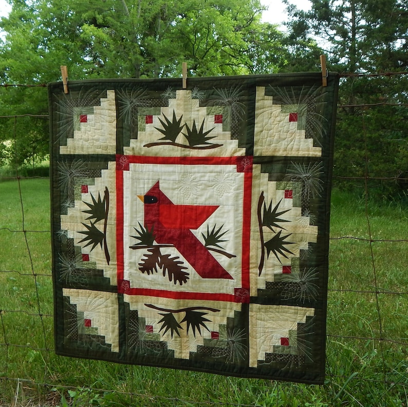 Winter's Majesty Cardinal 36 X 36 Quilt Pattern Etsy