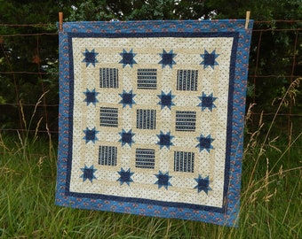 Finished 38" x 38" Quilted One Starry Night Wall Quilt or Table Topper