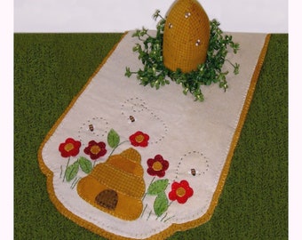 PDF Honey Bee Wool Embroidery Table Topper Instant Digital Download Pattern