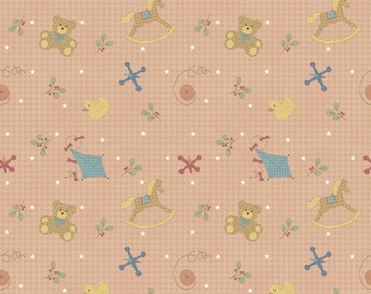 1-1/4 Yard Cut of New Baby Toys on Coral ABC 100% Cotton 45" x 44"Quilt Fabric #13179-80