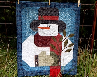 PDF My Wooly Snowman Instant Digital Download 30" x 36" Quilt Pattern