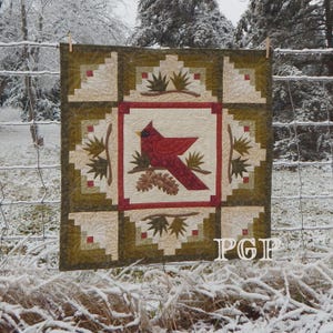 PDF Winter's Majesty Cardinal Instant Digital Download 36" x 36" Quilt Pattern