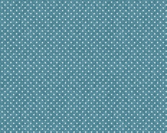 One Yard Cut of Teal Blue Dot - A Wooly Garden 100% Cotton Quilt Fabric #10474-85