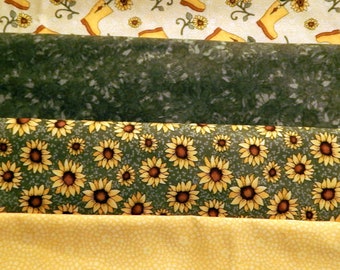 NEW Sunshine Garden Sunflower Quilt 100% Cotton Fabric Four Cuts Sunflowers Boots