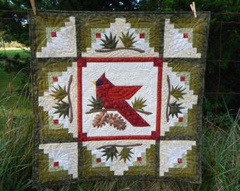 PDF Winter's Majesty Cardinal Instant Digital Download Quilt Pattern