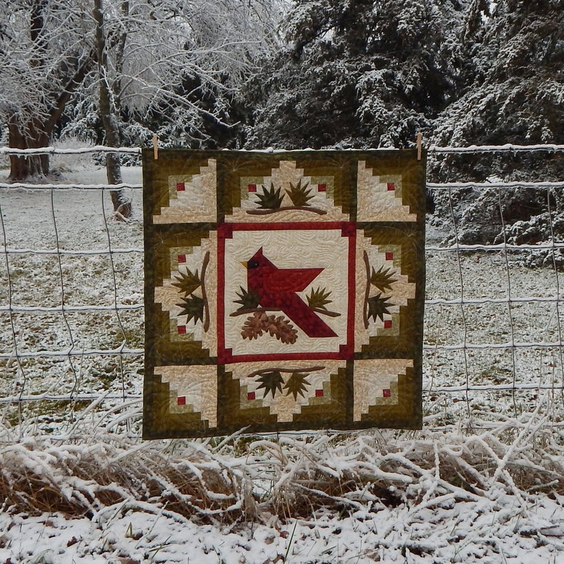 Winter's Majesty Cardinal 36 X 36 Quilt Pattern Etsy