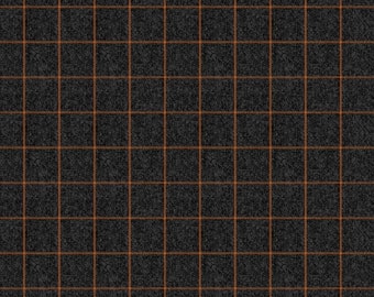 24" x 44" Cut of Licorice Black Wooly Window - A Wooly Autumn 100% Cotton Fall Quilt Fabric #10358-13