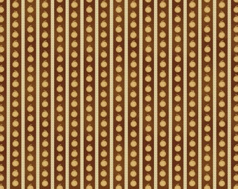 One Yard + 17" Cut of Brown Pumpkin Stripe- A Wooly Autumn 100% Cotton Fall Quilt Fabric  #13059-77