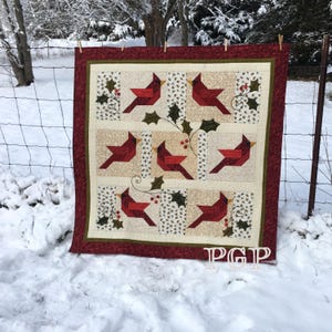 PDF Winterbeere Cardinals 54 "x 54" Sofortiger digitaler Download Quilt-Muster
