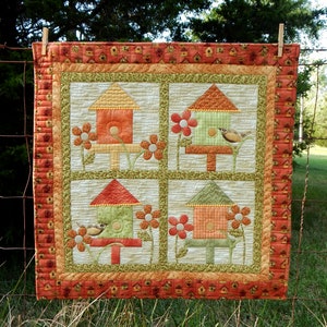 PDF In the Bird House Wall Hanging Instant Digital Download 29&quot; x 29&quot; Quilt Pattern