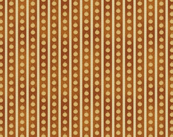 ONE Yard Cut of Orange Spice Pumpkin Stripe- A Wooly Autumn 100% Cotton Fall Quilt Fabric  #13059-88