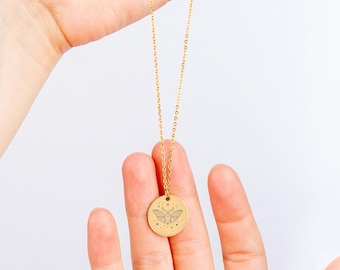 Luna Moth Personalized Necklace - Personalized Moth Pendant - Customizable Jewelry - Butterfly Necklace - Christmas Gift - Fairy Necklace