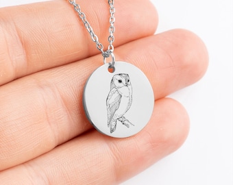 Silver Owl Necklace - Personalized Owl Necklace - Owl Pendant - Personalized Necklace Gift - Owl Jewelry - Owl Charm - Wiccan Jewelry