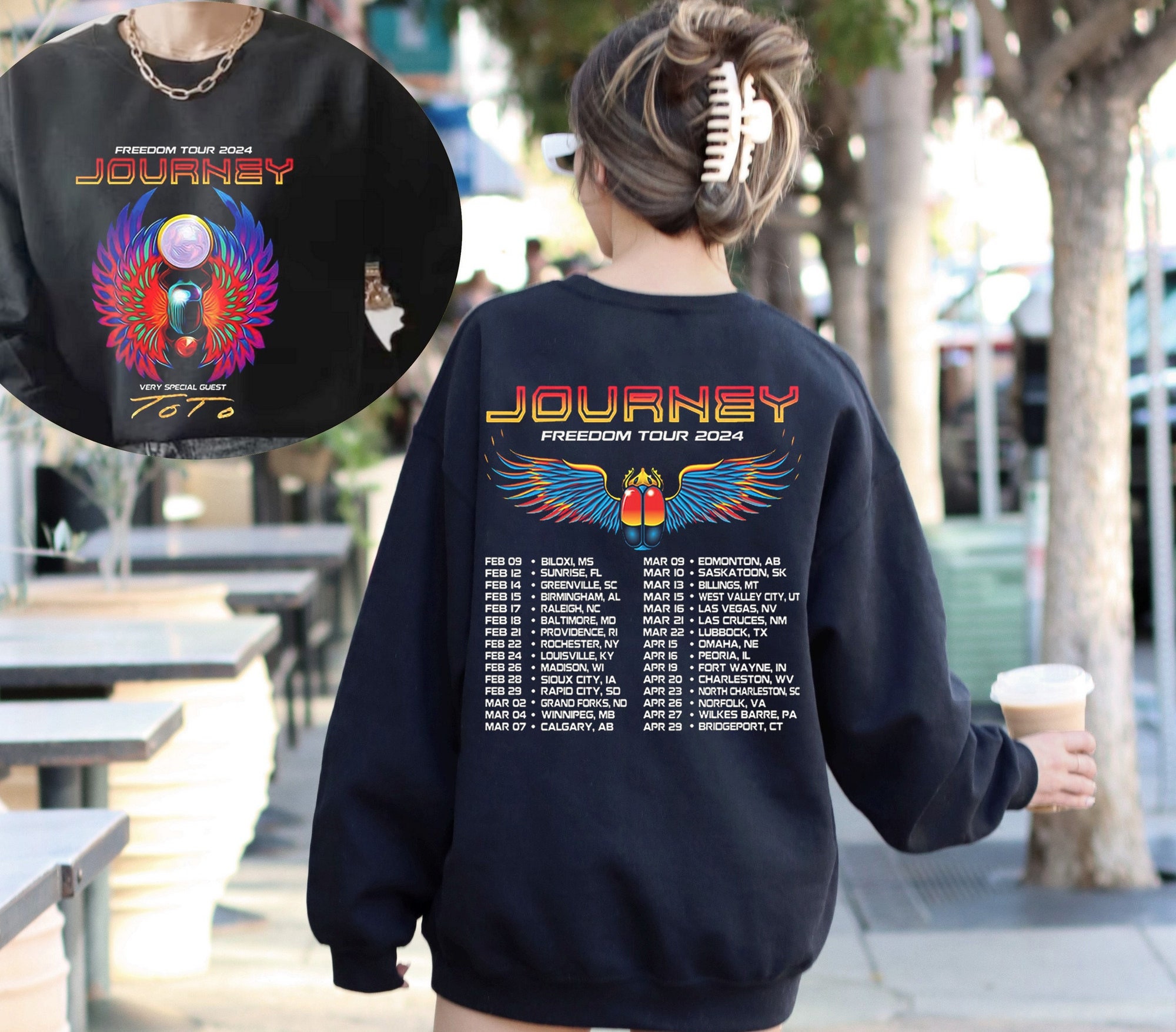 Journey 2024 Tour Freedom T-Shirt, Journey Freedom Tour 2024 Shirt, Journey With Toto 2024 Double Sided T-Shirt