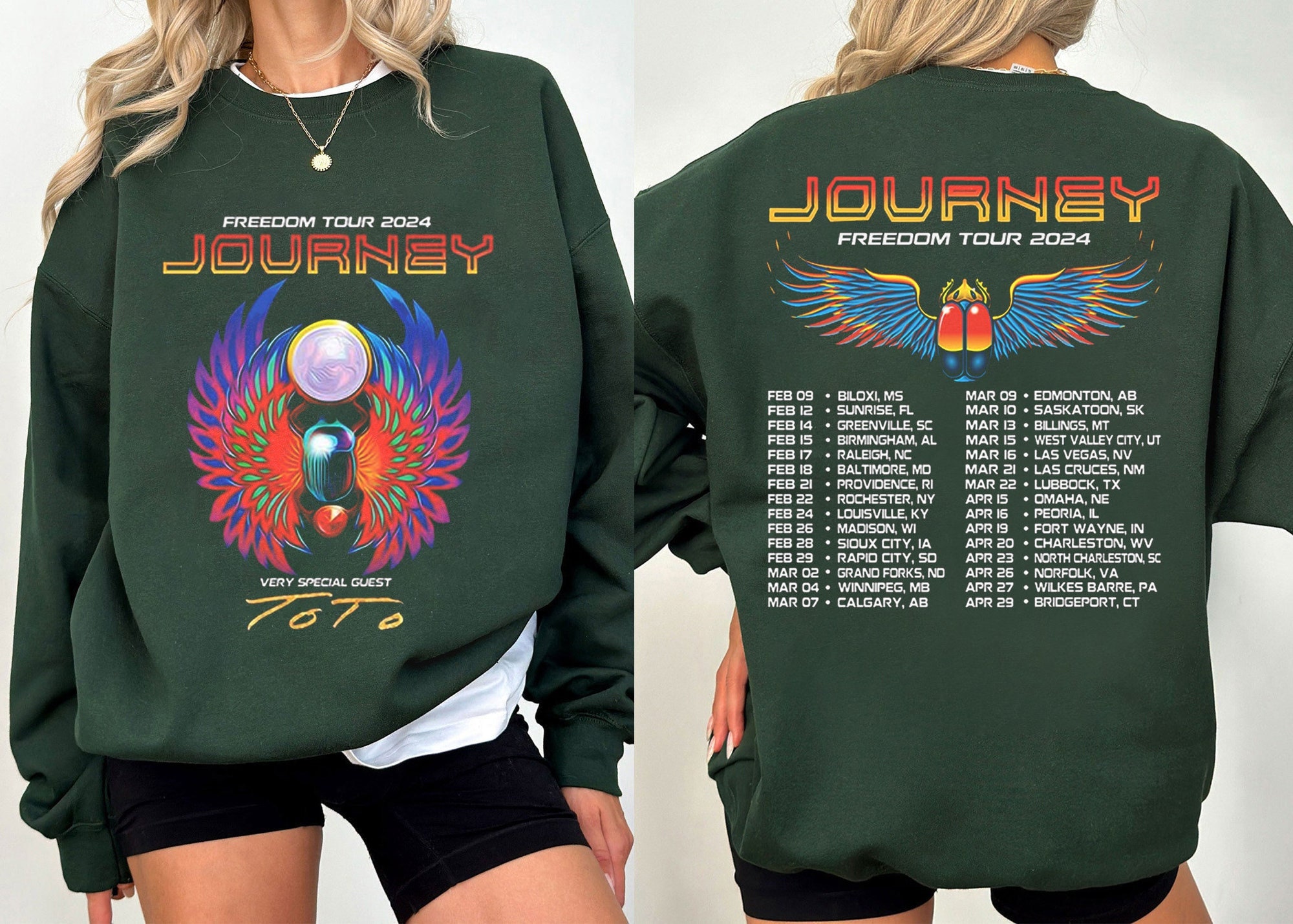 Journey 2024 Tour Freedom T-Shirt, Journey Freedom Tour 2024 Shirt, Journey With Toto 2024 Double Sided T-Shirt