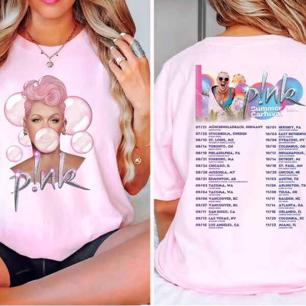 P!nk Pink Singer Summer Carnival 2024 Tour Shirt,Pink Fan Lovers Shirt,Music Tour 2024 Shirt,Trustfall Album Shirt,Concert 2024 P!nk shirt