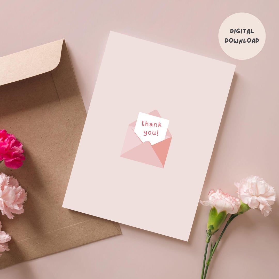 Dankeskarte zum Ausdrucken: Pink Umschlag Design (Digitaler Download