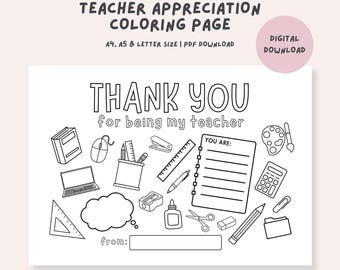 Teacher Appreciation Coloring Page: Thank You Gift (Digital Download)